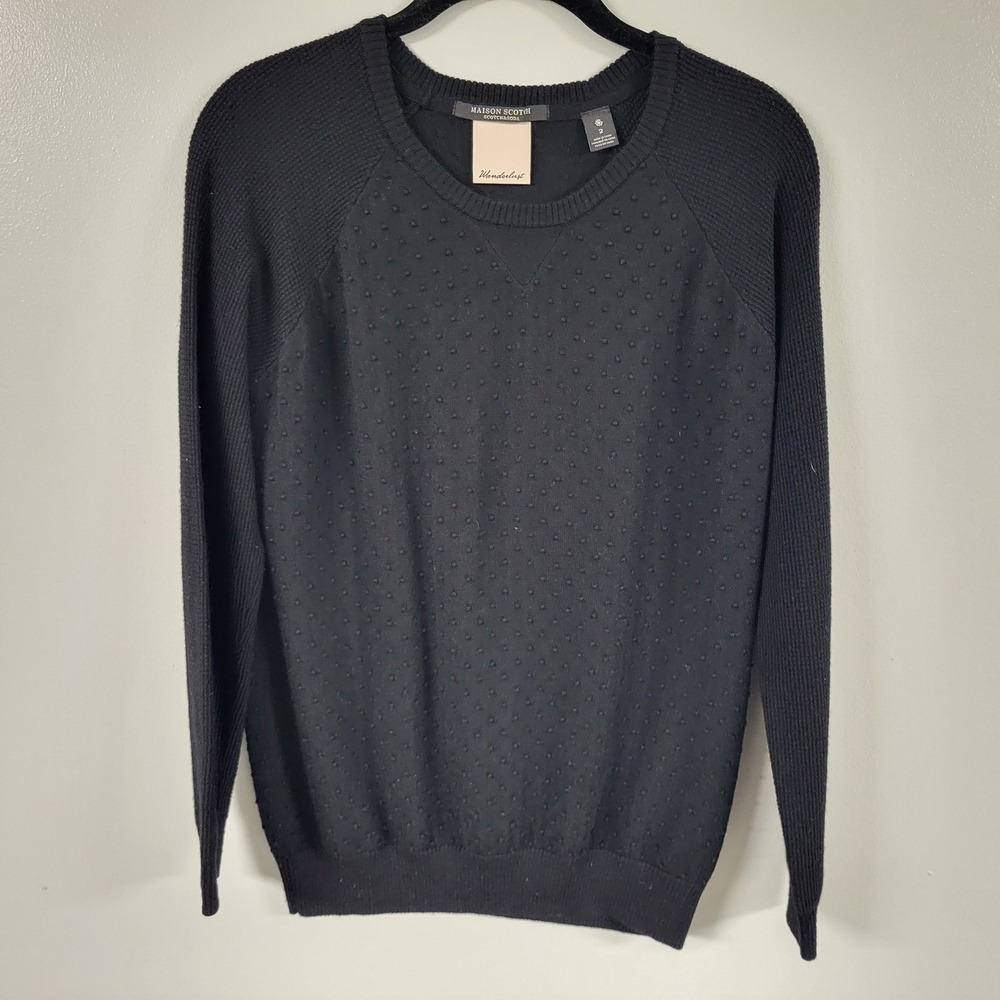 Maison Scotch Scotch & Soda Wanderlust Black Dot Textured Knit Sweater Size 2 - Picture 2 of 9